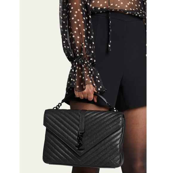 Saint Laurent College Large Quilted Shoulder Bag - Picture 10 of 12